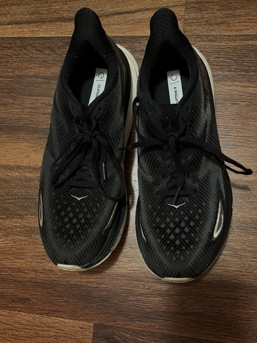 Hoka Black and White Men's Athletic Running Shoes